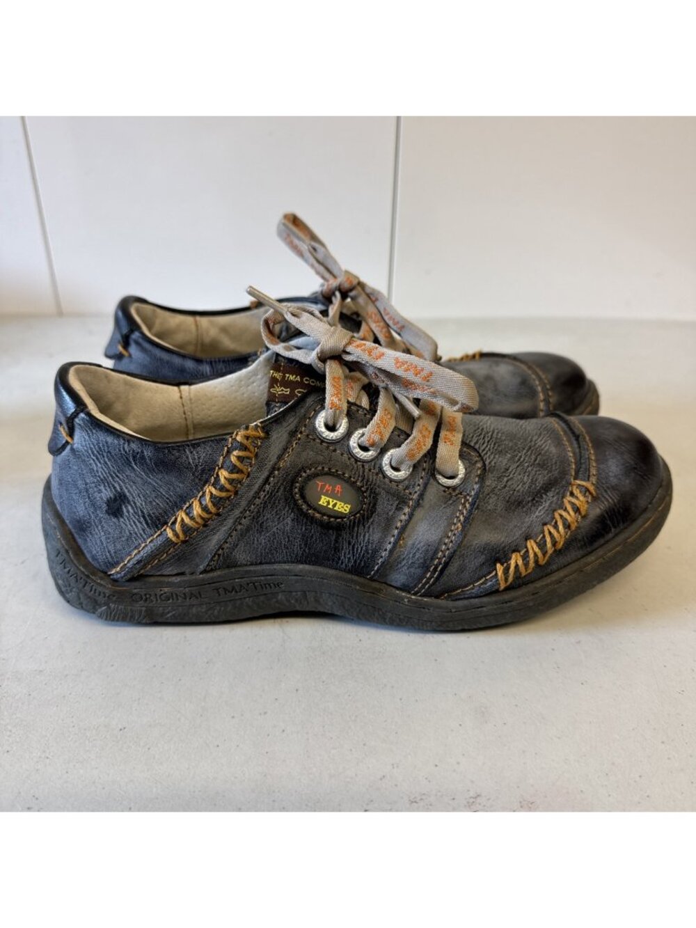 TMA Eyes TMA Time black gray Lace Up Leather Walking Sneaker Shoes Women's 8.5